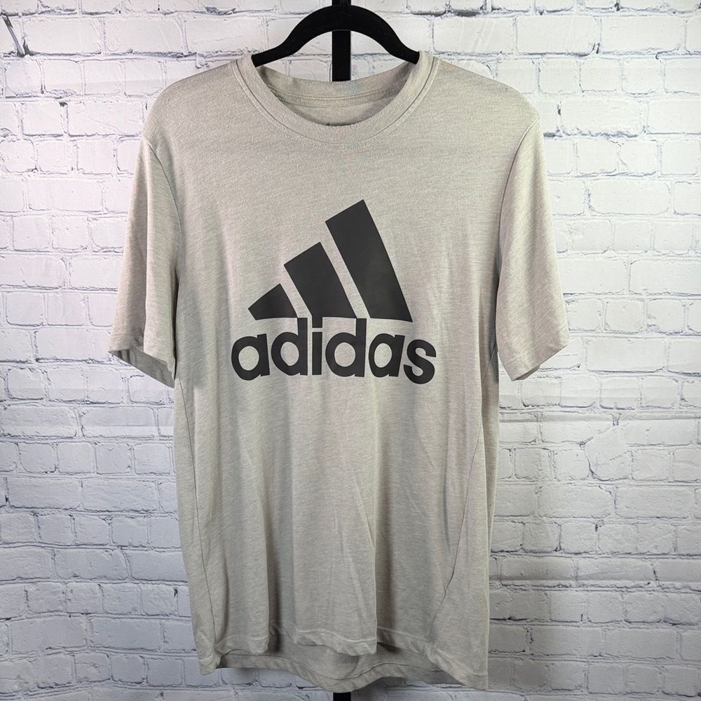 Adidas Men's Light Gray Tee with Black Logo